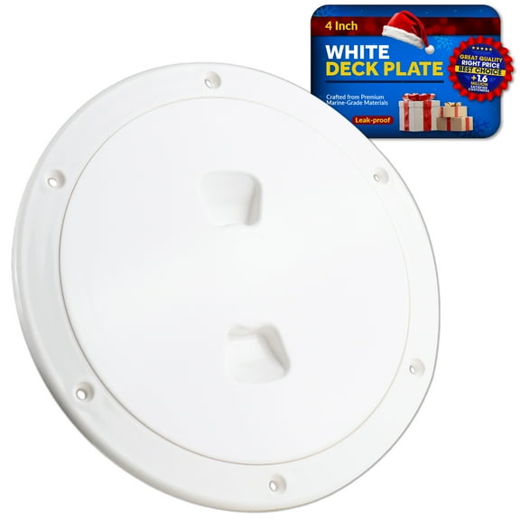 Five Oceans 4" Boat Hatch, Marine Access Hatch, Round Inspection Deck Plate Hatch with Detachable Cover, UV Resistant ABS Off-White Plastic, for Pontoon, Fishing Boat, Bass Boat, Sailboat - FO4473