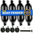 thumbnail image 1 of Five Oceans 4-Pack Boat Fenders - 4.5 x 16-Inch, Black - Boat Bumpers for Docking - 4 Ropes Lines 3/8-Inch x 5-Ft - Inflator Pump and 4 Needles for Pontoon Fishing Bass Sport Boats Sailboats - FO4537, 1 of 7