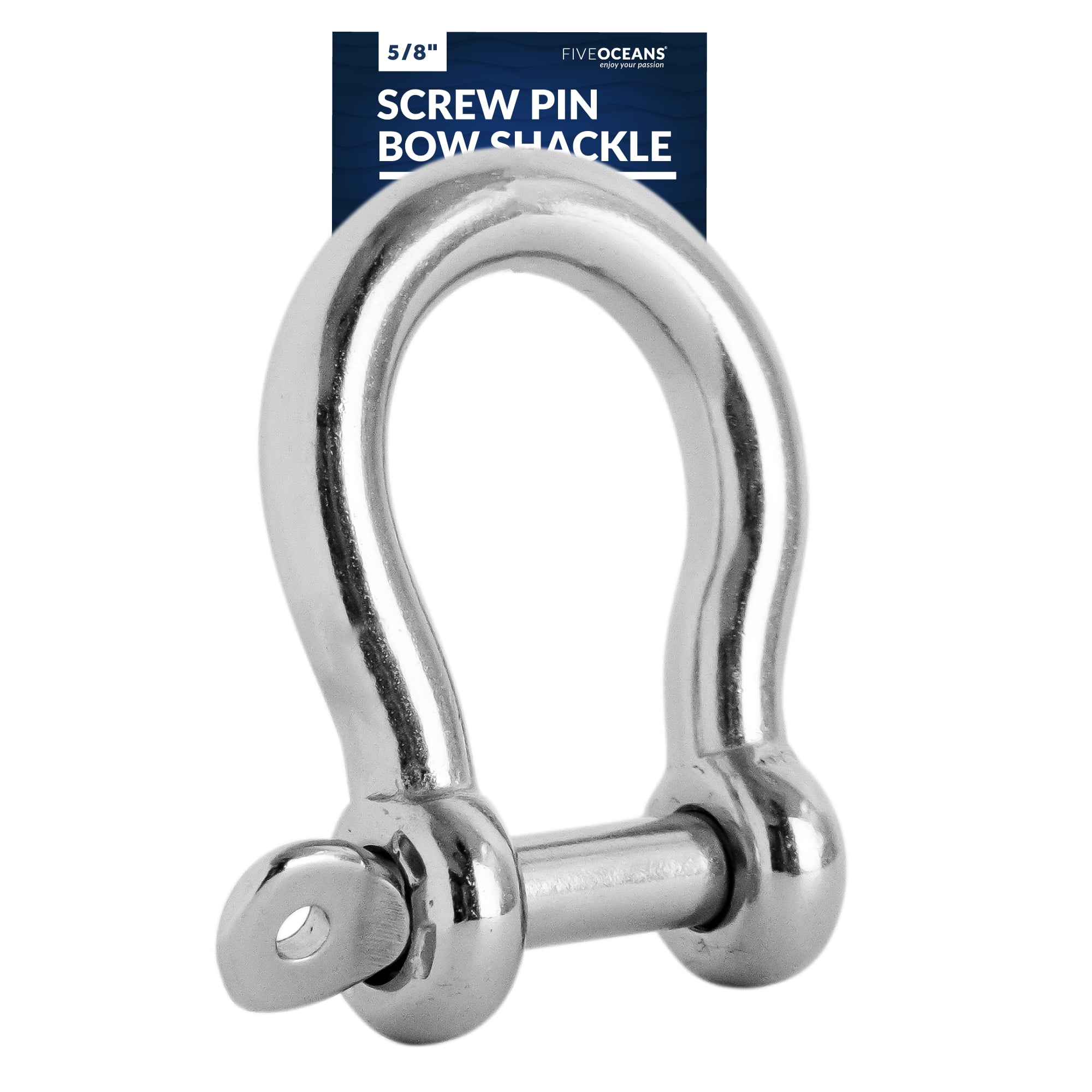 Five Oceans 5/8 Screw Pin Bow Shackles, Stainless Steel Anchor Shackle