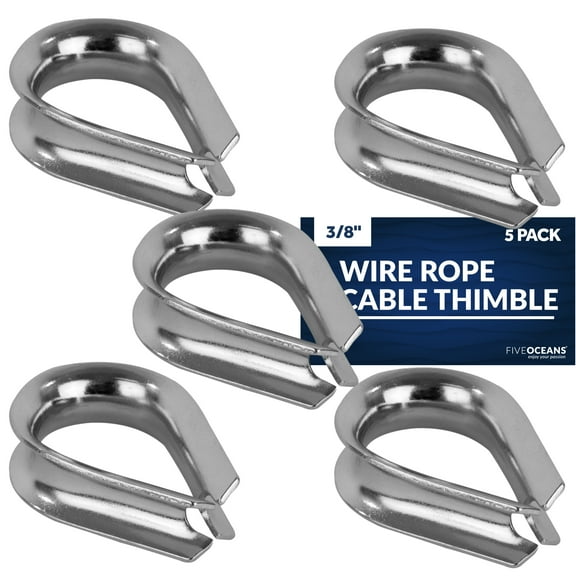Five Oceans 5-Pack Stainless Steel Thimble for 3/8-Inch Wire Rope Cable - FO1448-M5