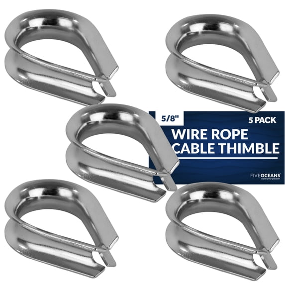 Five Oceans 5-Pack Stainless Steel Thimble for 5/8-Inch Wire Rope Cable - FO1449-M5