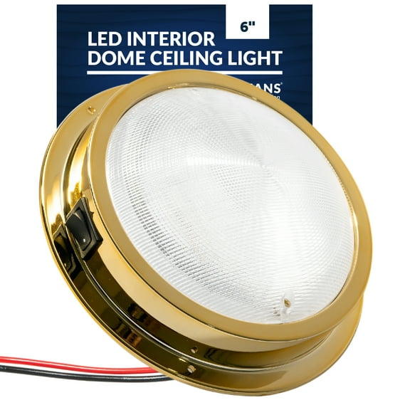 Five Oceans 6-Inch Marine LED Interior Dome Lights, Boat Ceiling LED Lights, Round High Power Downlight, Daylight White LED, On-Off Rocker Switch, 12V, Surface Mount for Boat Truck RV Trailer - FO2627