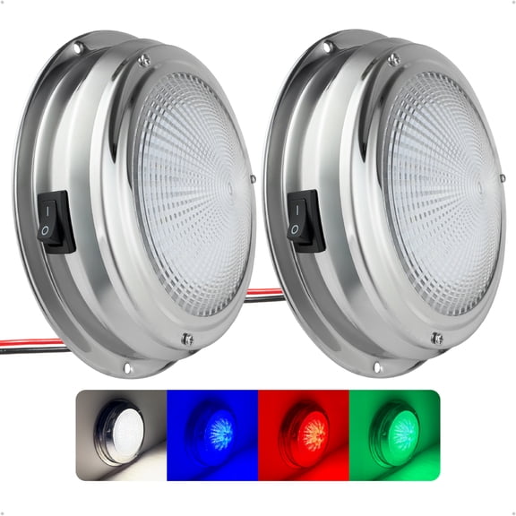 Five Oceans 6" RGBW LED Dome Ceiling Light with Internal Driver, 12V, Stainless Steel Housing, 2-Pack FO5054-M2