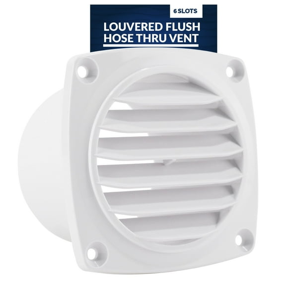 Five Oceans 6-Slotted Louvered Hose Vent, 3-inch Hose Diameter, Air Hose Thru Vent, White ABS Plastic - FO109
