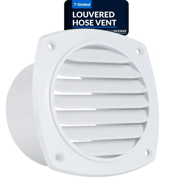 Five Oceans 7-Slotted Louvered Hose Vent, 4-inch Hose Diameter, Air Hose Thru Vent, White ABS Plastic - FO111