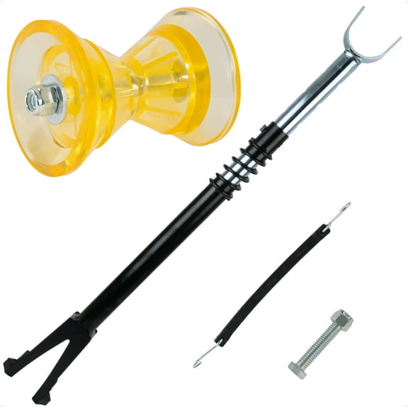 Five Oceans Adjustable Transom Saver for Outboard Motors Up to 200 HP with 3" Boat Trailer Bow Roller, Shock Absorbing Support Bracket & Polyurethane Roller for Easy Loading & Towing - FO3465-2457-KI