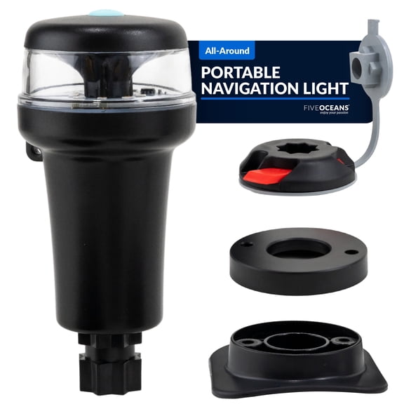 Five Oceans Portable Anchor Light - Stern Lights for Boats, LED Anchor Light and Signal Flashlight Function, 2-Option Base Installation for Inflatable Boat, Small Tender, Canoe, Kayak - FO4690