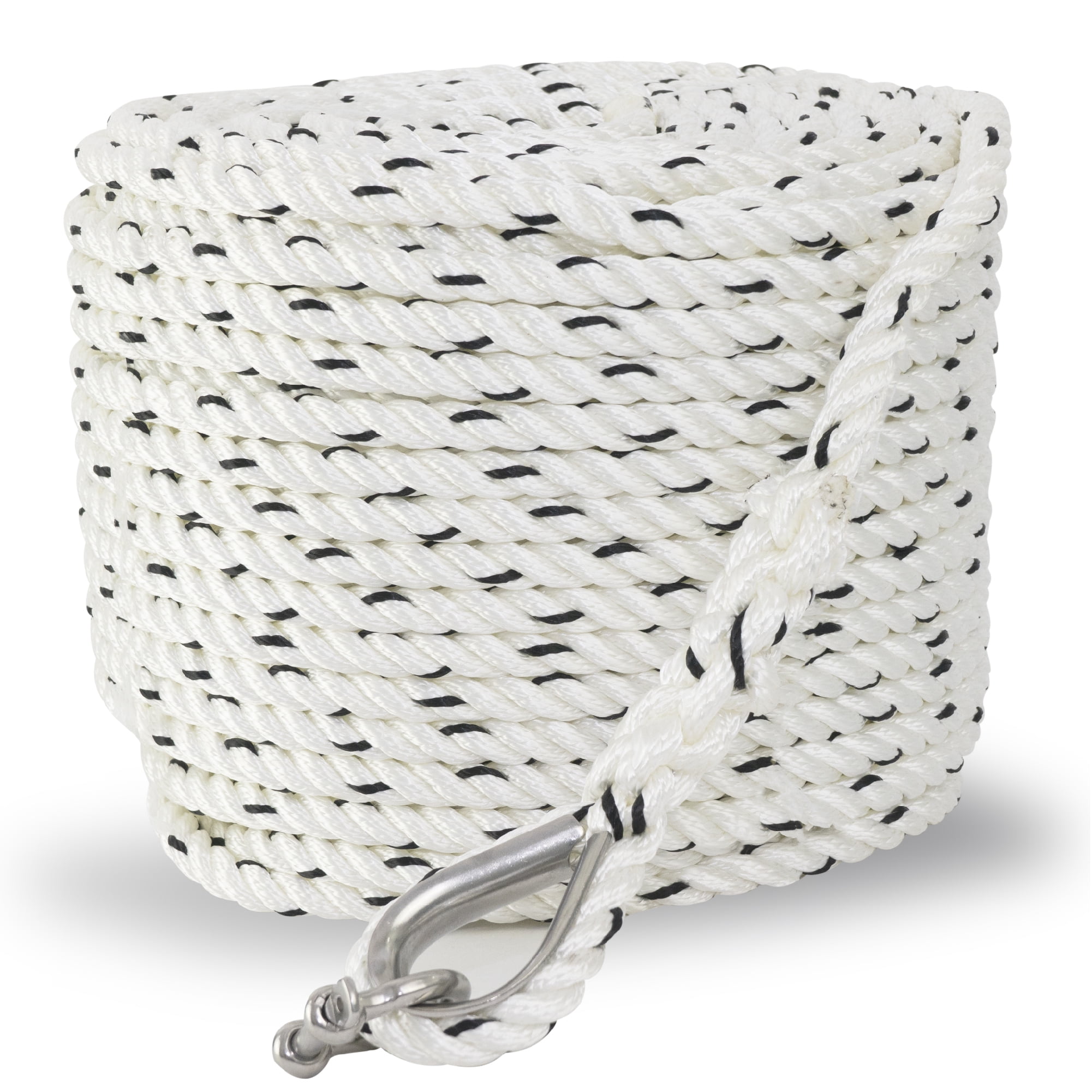 Five Oceans Anchor Line 9/16 inch x 200 ft - Anchor Rope Line - Marine  Premium 3-Strand White Nylon - Stainless Steel Thimble and Schakle - Ideal  for