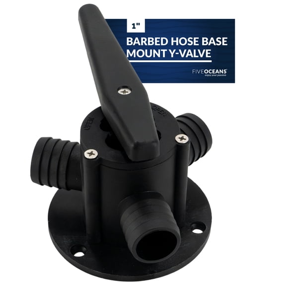 Five Oceans Base Mount Y-Valve with 1-Inch Barbed Hose Ports - FO4124