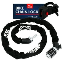 Five Oceans Bike Chain Lock, Combination Anti Theft Bike Locks Heavy Duty, Security Resettable Bicycle Lock with Mounting Bracket, 4 Feet Long for Bike, Motorcycle, Bicycle, Door, Gate - FO3958