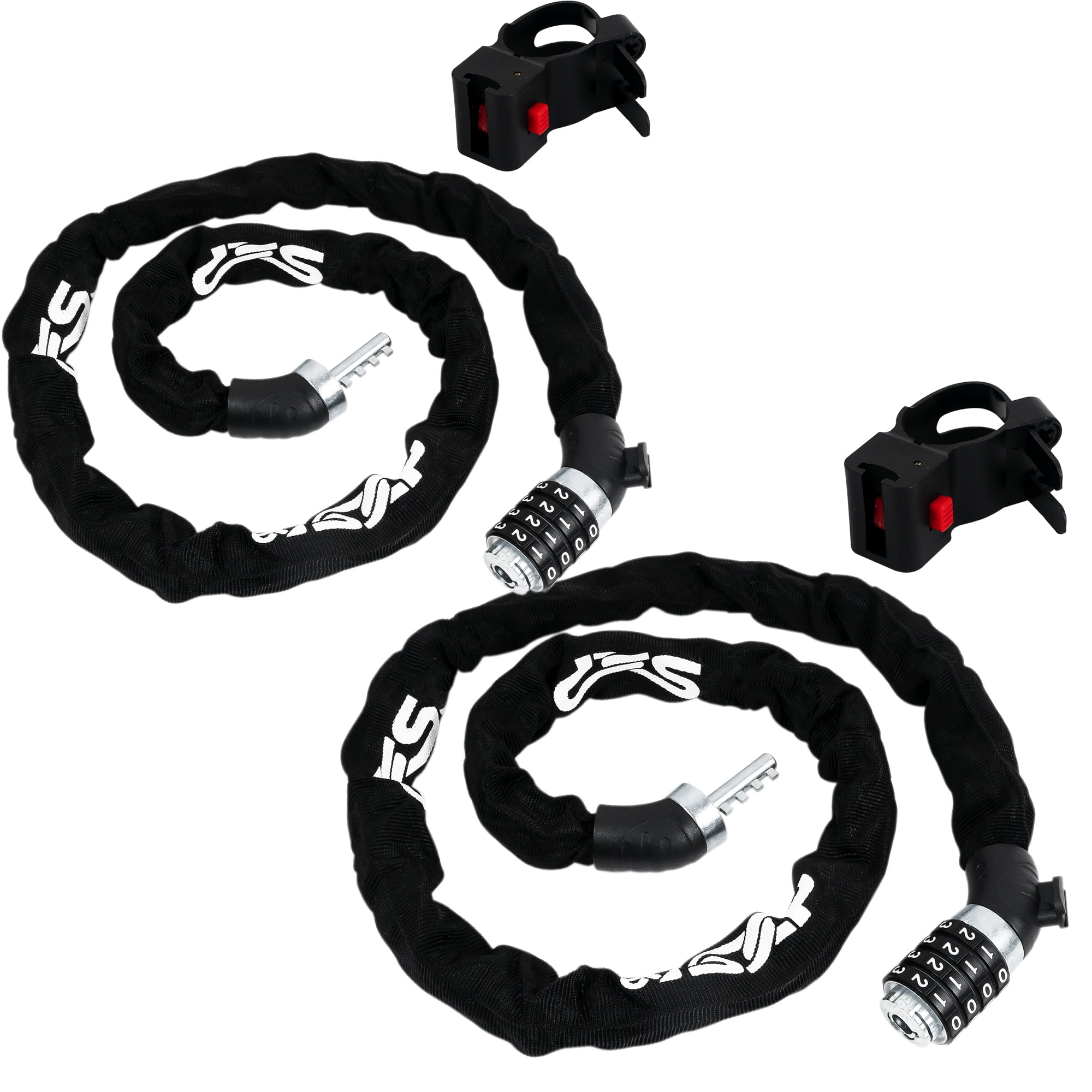 Five Oceans Bike Chain Locks, 2-Pack Combination Anti Theft Bike Locks Heavy Duty, Security Resettable Bicycle Chain Lock with Mounting Bracket, 4 Feet Long for Bike, Motorcycle, Bicycle, FO3958-M2