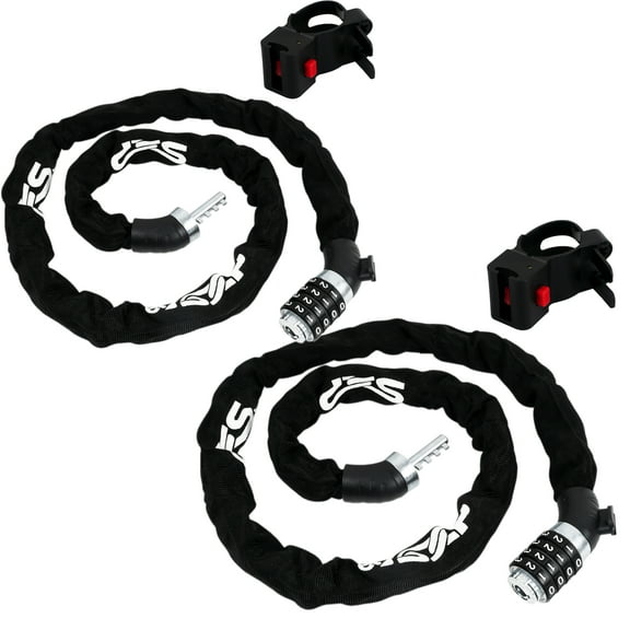 Five Oceans Bike Chain Locks, 2-Pack Combination Anti Theft Bike Locks Heavy Duty, Security Resettable Bicycle Chain Lock with Mounting Bracket, 4 Feet Long for Bike, Motorcycle, Bicycle, FO3958-M2
