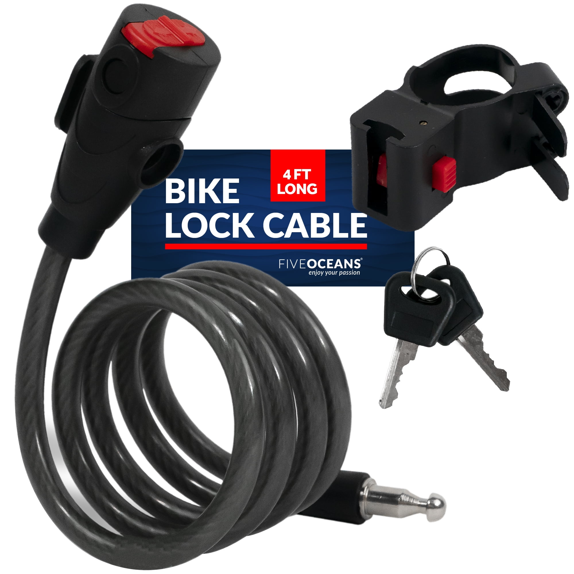 Five Oceans Bike Lock Cable, Keyed Anti Theft Bike Locks Heavy Duty