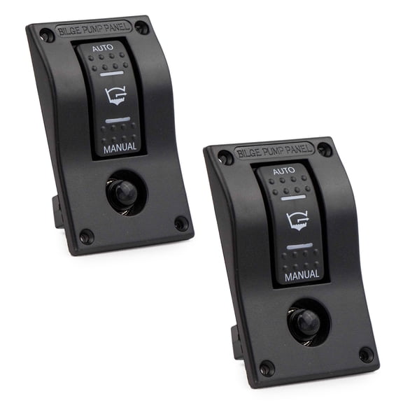 Five Oceans Bilge Pump Switch 3-Way Rocker 12-Volts, Control Panel Switch with Circuit Breaker for Manual and Automatic Bilge Pumps, LED Light Indicator - 2-Pack - FO3851-M2