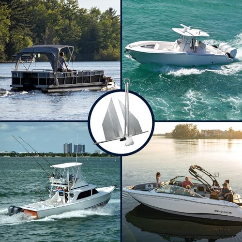 Five Oceans Boat Anchor Fluke Anchor, Galvanized Steel Slip Ring Boat