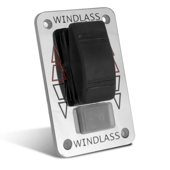Five Oceans Boat Anchor Windlass Rocker Switch, Controlling Up/Down Function of Boat Anchor Windlasses, Waterproof, 12 Volts, SPDT 3-Terminal Switch, Stainless Steel Plate - FO3290