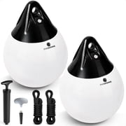 Five Oceans Boat Buoy 2 Pack, 12" x 15" White/Black Marine-Grade Vinyl   5084-WHT-BLK-2PK