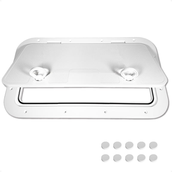 Five Oceans Boat Hatch, Marine Access Hatch, Rectangle Boat Hatch Lids, Locking Slam Latch System, 23-1/2" x 13-5/8", Off-White - FO2348