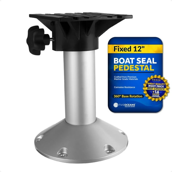Five Oceans Boat Seat Pedestals, Fixed Height 12 Inches, 360 Degree Seat Base Rotation, Marine-Grade Aluminum, for Pontoon, Fishing, Sport Boats - FO4477