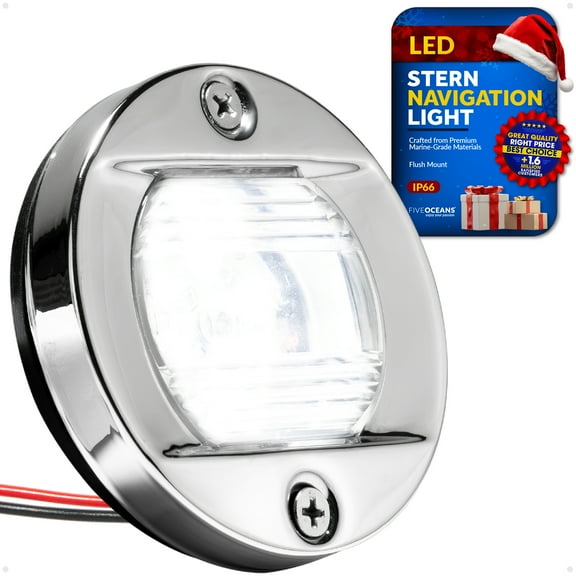 Five Oceans Boat Stern Light - Stern Lights for Boats, LED Marine Rear Boat Light, 3-Inch Flush Transom Mount, 12-Volts - FO3906
