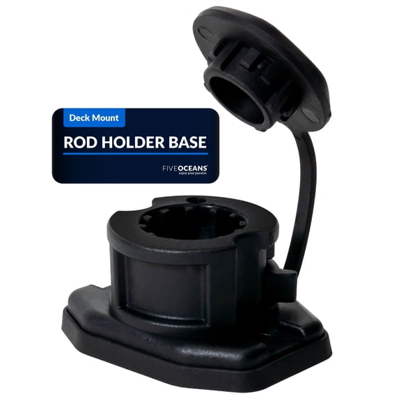 Five Oceans Fishing Rod Holder Boat Mount - Deck Mount with Spring-Loaded Locking Mechanism, 30-Degree Locking Positions, Marine-Grade UV Stabilized Fiberglass-Reinforced Plastic - FO4736