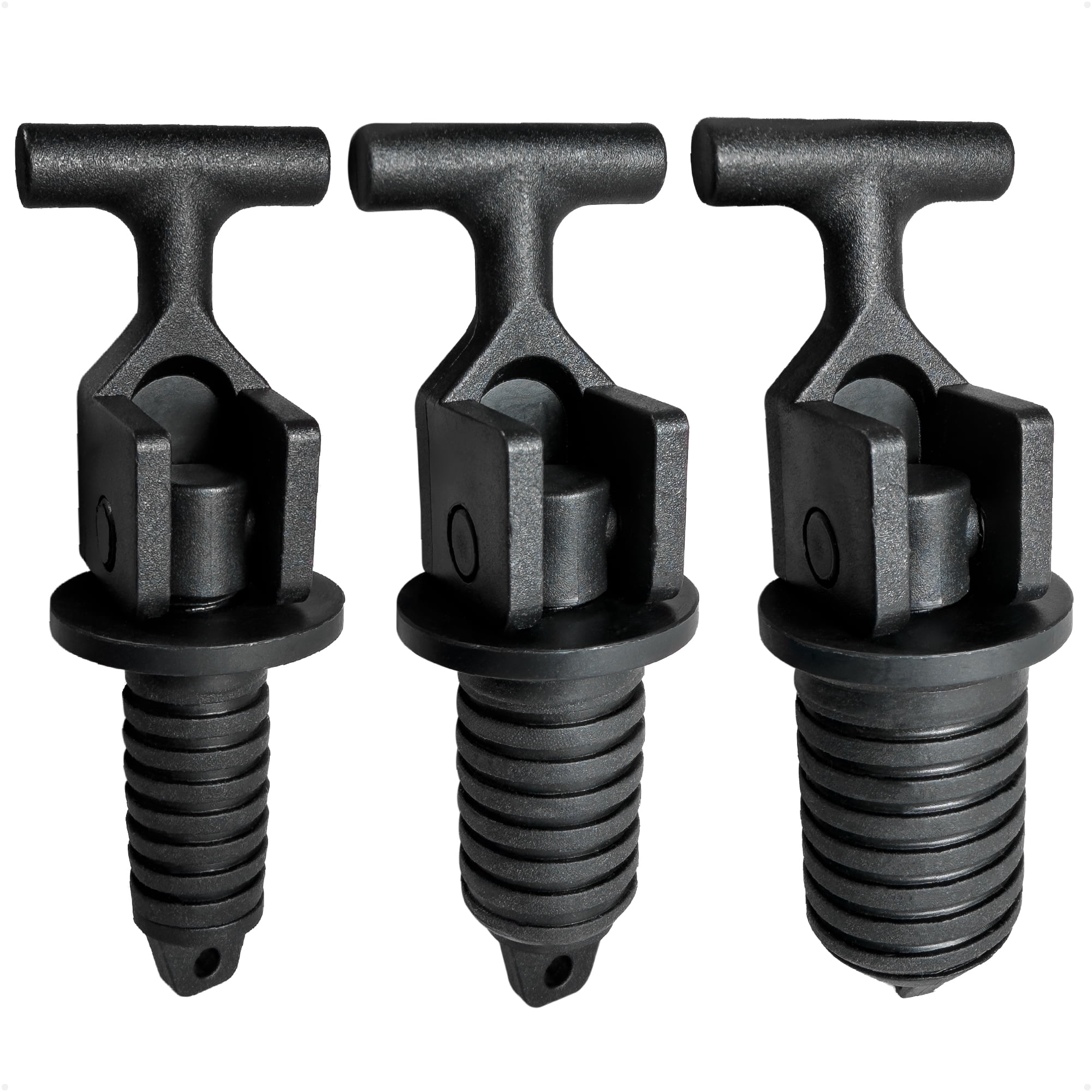 Five Oceans Floating Livewell Drain Plugs – 3-Pack (1/2", 5/8", 3/4") ABS Black Plastic, Twist or Cam-Over Adjustable, Universal Replacement for Boats & Kayaks - FO4968