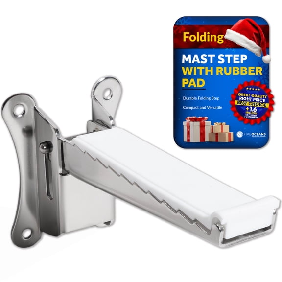 Five Oceans Folding Step, Folding Mast Step - Stainless Steel with Rubber Pad for Secure and Safe Access, Ideal for Marine Use - FO4800