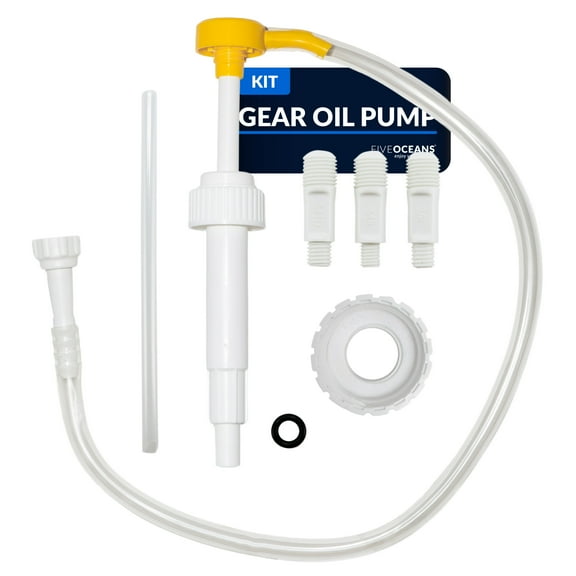 Five Oceans Gear Oil Pump for Standard Quart Bottles and Gallon Bottles, 8cc Per Pump Stroke - Includes 3/8-Inch, 8mm and 10mm Adapters, Fits Most Marine Boat Outboard and Sterndrives Motors - FO4770