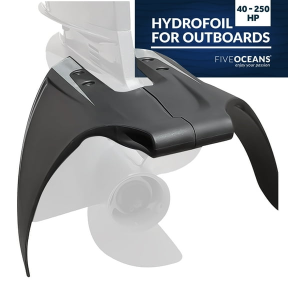 Five Oceans Hydrofoil, Hydrofoil for Outboard Motor, Hydro-Stabilizer Fins for Outboards and Stern Drive, for Motors at a Horsepower Range of 40-250HP, Black - FO4469