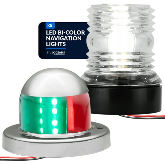 Five Oceans LED Anchor Light - Stern Lights for Boats and Boat Navigation Lights Set, 12V, USCG Rules 2NM, Boat Lights Navigation for Pontoon, Fishing Boats, Bass Boats  - FO4512-C2