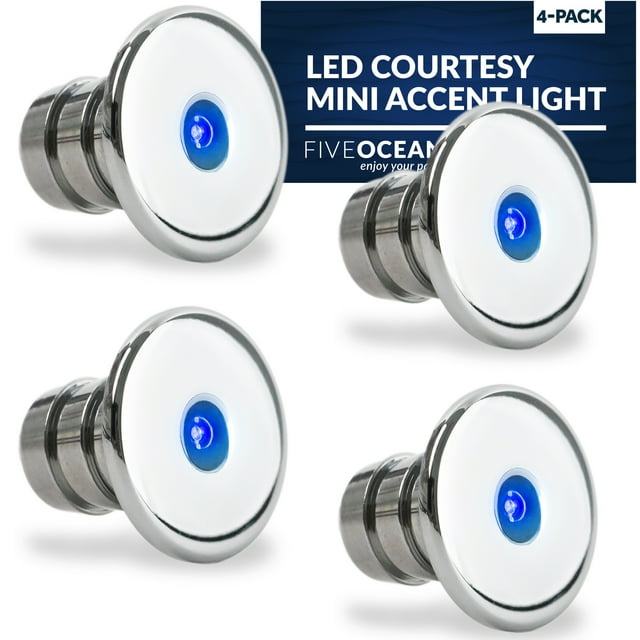 Five Oceans LED Marine Courtesy Lights, 4Pack Boat Mini Accent Light