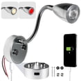 thumbnail image 1 of Five Oceans LED Reading Light with Touch Dimmer on Base/Housing/Swivel, USB-C, Dual-Color Warm White & Red, Silver Housing, Flexible Gooseneck Style, 200LM, 10-28V DC- RV Interior Lights - FO5016, 1 of 7