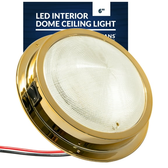 Five Oceans Marine LED Interior Dome Light, 6 Inch Boat Ceiling LED Lights, Round High Power Downlight, Warm White LED, On-Off Rocker Switch, 12V, Surface Mount for Boat Truck RV Trailer Home - FO2628