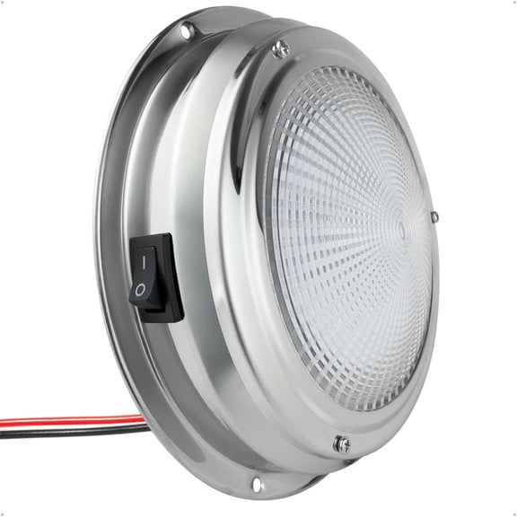 Five Oceans Marine LED Interior Dome Light, 4 Inch Boat Ceiling LED Lights, Round Cabin Light, Daylight White LED, On-Off Rocker Switch, 12V, Surface Mount for Boat Truck RV Trailer - FO2624