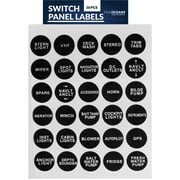 Five Oceans Marine Switch Panel Waterproof Stickers for Boats/RVs - FO3928, Black/White, 30-Piece