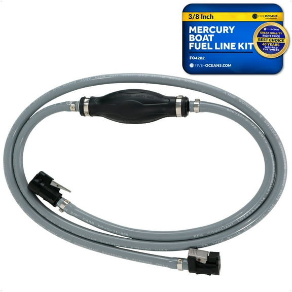 Five Oceans Mercury Marine Boat Fuel Line Kit, 3/8-Inch x 6-Foot, EPA/CARB Approved, Leakproof, Outboard Fuel Line for All Mercury Engine End and Tank End Male Fitting (Post-1998) - FO4282
