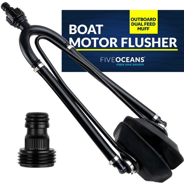 Five Oceans Outboard Motor Muffs, Dual Feed Muff Boat Motor Flusher