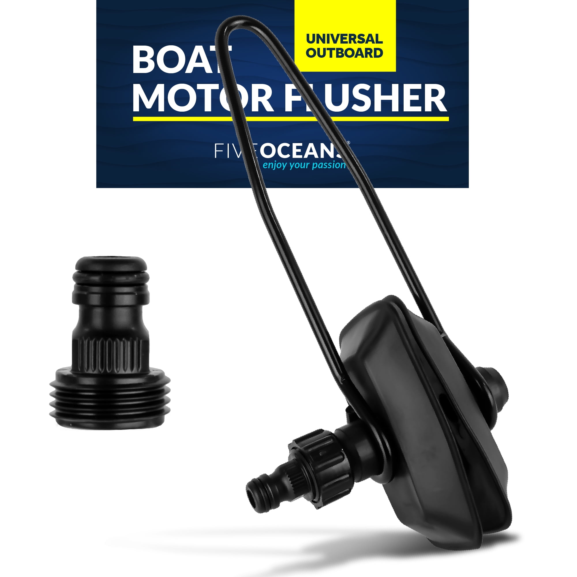 Five Oceans Outboard Motor Muffs, Universal Outboard Motor Flusher, Black PVC Marine Grade