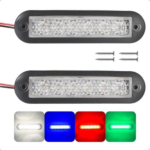 Five Oceans RGBW LED Boat Interior Lights, 4-Inch, 2-Pack, IP67 Waterproof, 12V, Flush Mount for Boats, Pontoons, RVs, FO4868