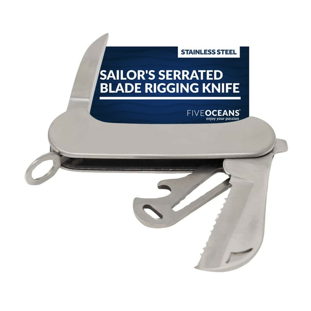 Five Oceans Sailor's Kife, Serrated Blade Rigging Knife, Boat Deck