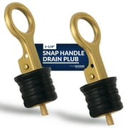 Five Oceans Snap-Handle Drain Plug, For 1-1/4-Inch Diameter Drains, Locks in Place, Brass Handle, Rubber Plug, 2-Pack - FO3834-M2