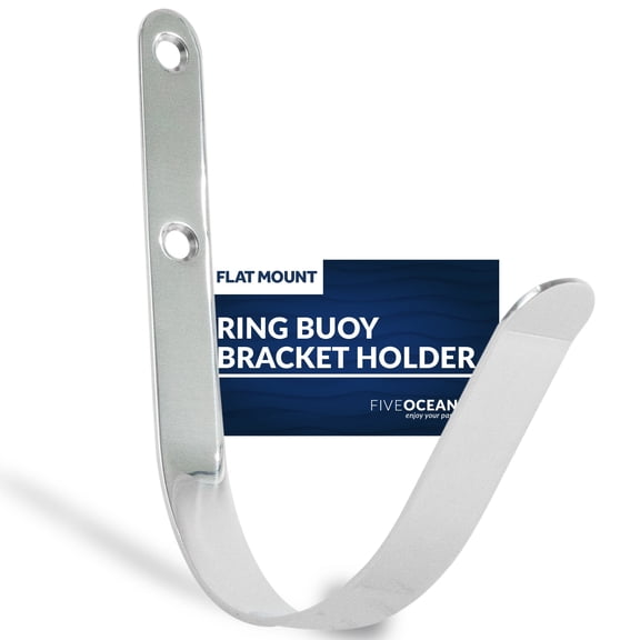 Five Oceans Stainless Steel Ring Buoy Bracket Holder, Flat Mount - FO626