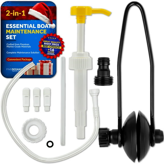 Five Oceans Universal Outboard Motor Flusher Round Muffs & Gear Oil Pump Set - Essential Marine Maintenance Kit for Efficient Engine Flushing & Gear Oil Changes - FO1871-4770