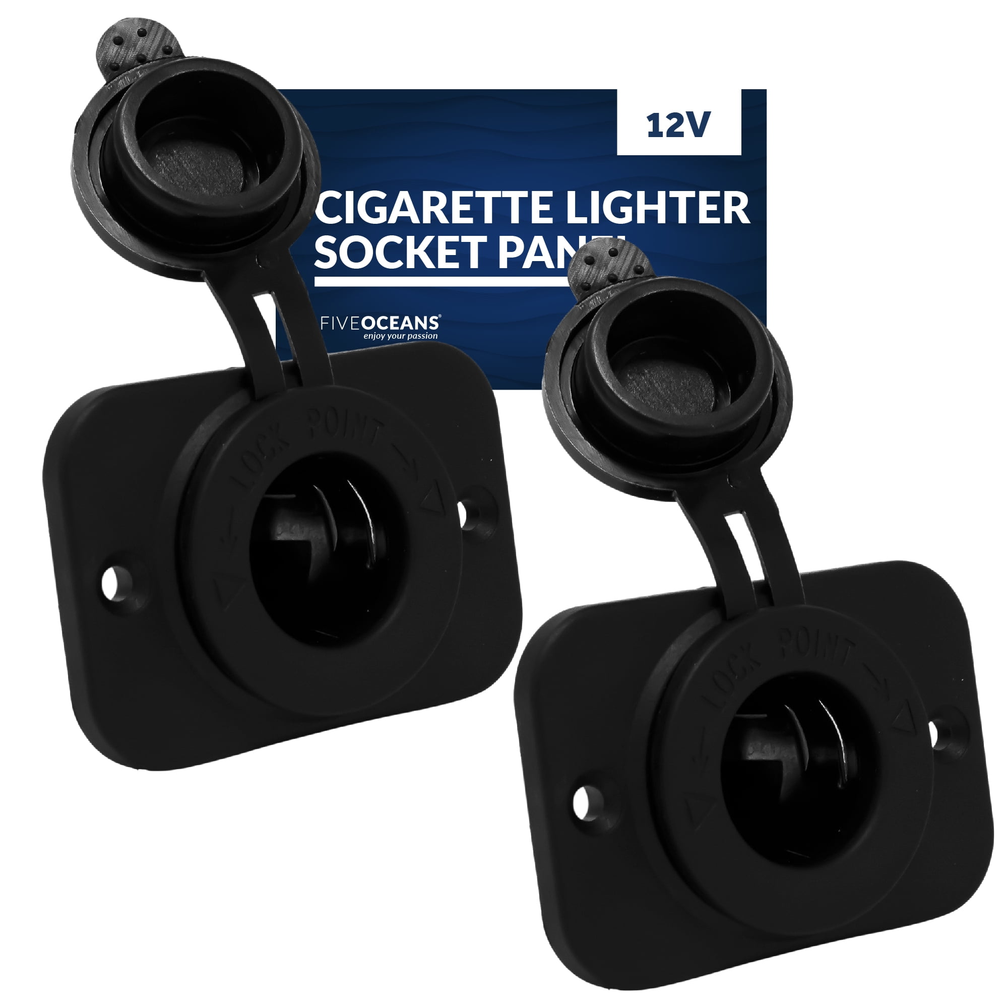 waterproof cigarette lighter socket Five Oceans Waterproof Cigarette Lighter Socket Panel, 12V (Pair) FO2635-M2