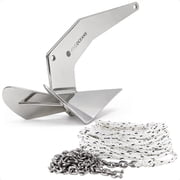 Five Oceans Windlass Boat Anchor Kit, 11 Lb Delta Style Anchor, 1/2" x 100 3-Strand Rope, 1/4" x 15 HTG4 Stainless Steel Chain - FO4216-4526