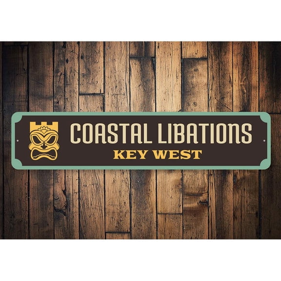 Five Oclock Somewhere Novelty Sign, Metal Wall Decor - 4x18 inches