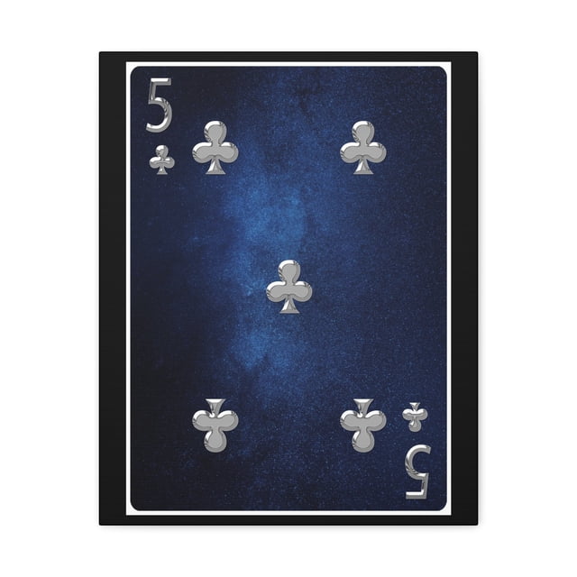 Five Of Clubs Space Background Playing Card Canvas Wall Art for Home ...