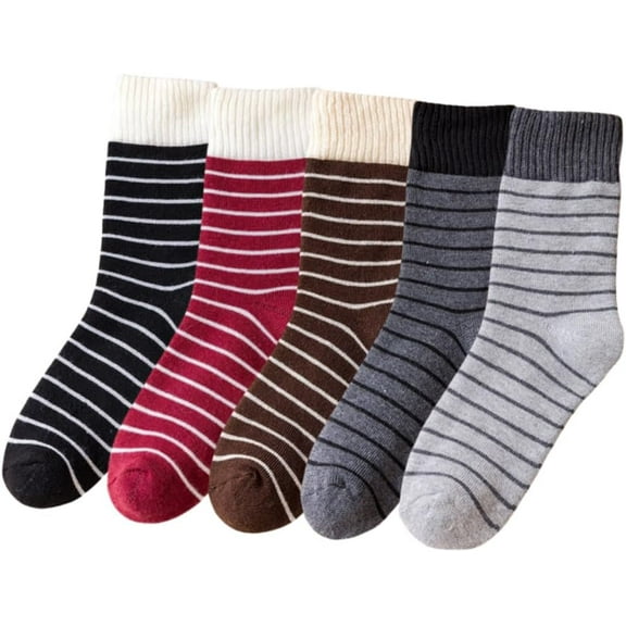 Five Pack Cotton Socks for Women, Warm Cute Calf Sock