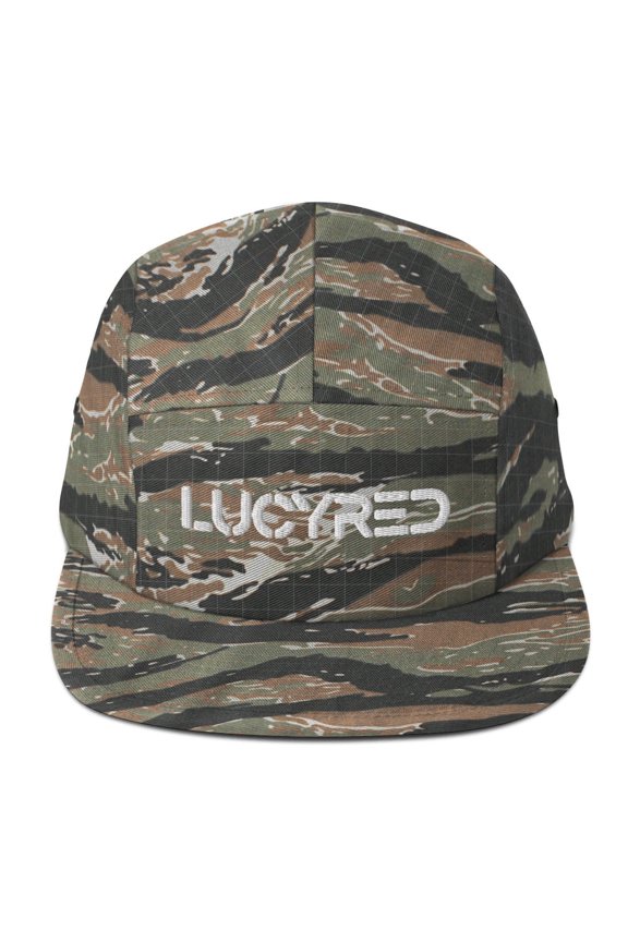 Five Panel Cap 3D Puff (White Logo) (Green Tiger Camo)