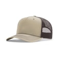 thumbnail image 1 of Richardson Five Panel Champ Trucker Hat (112FPC), One Size Fits Most, Split Khaki/Coffee, 1 of 2